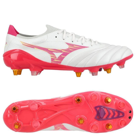 Mizuno Morelia Neo IV Beta Elite SG Blazing Flair - Blanco/Pink Tetra/Fucsia Púrpura