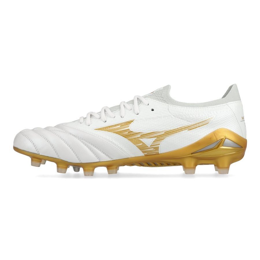Mizuno Morelia Neo IV Beta Elite FG Bright Gold - Blanco/Oro/Cool Grey