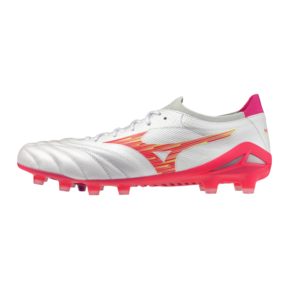 Mizuno Morelia Neo IV Beta Elite FG Blazing Flair - Blanco/Pink Tetra/Fucsia Púrpura