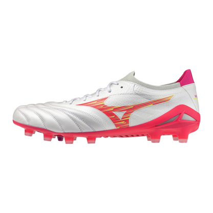 Mizuno Morelia Neo IV Beta Elite FG Blazing Flair - Blanco/Pink Tetra/Fucsia Púrpura