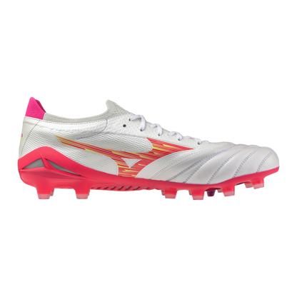 Mizuno Morelia Neo IV Beta Elite FG Blazing Flair - Blanco/Pink Tetra/Fucsia Púrpura