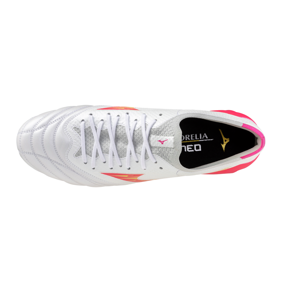 Mizuno Morelia Neo IV Beta Elite FG Blazing Flair - Blanco/Pink Tetra/Fucsia Púrpura