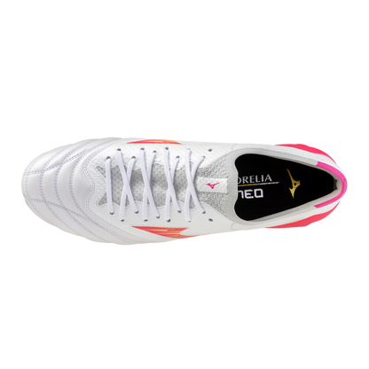 Mizuno Morelia Neo IV Beta Elite FG Blazing Flair - Blanco/Pink Tetra/Fucsia Púrpura