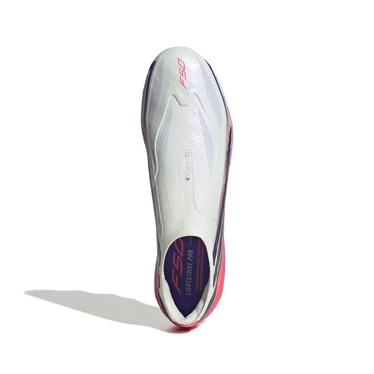 Adidas F50 Hyperfast Elite Laceless FG Chaos vs Control - Footwear White/Solar Purple/Solar Turbo