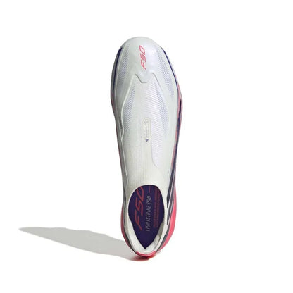Adidas F50 Hyperfast Elite Laceless FG Chaos vs Control - Footwear White/Solar Purple/Solar Turbo