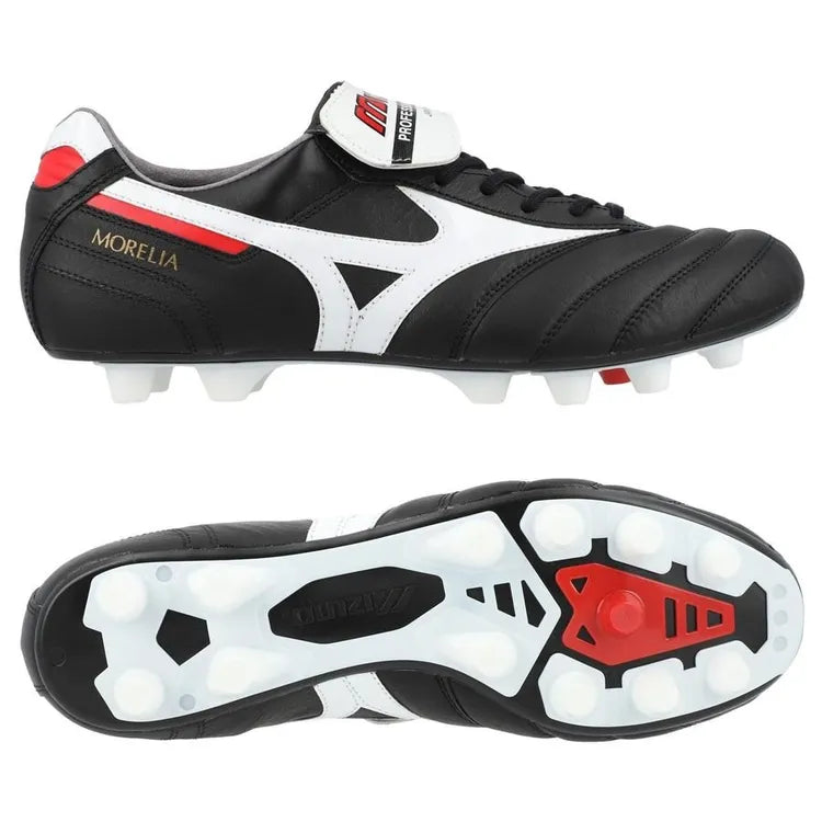 Mizuno Morelia II Made in Japan FG - Negro/Blanco/Rojo