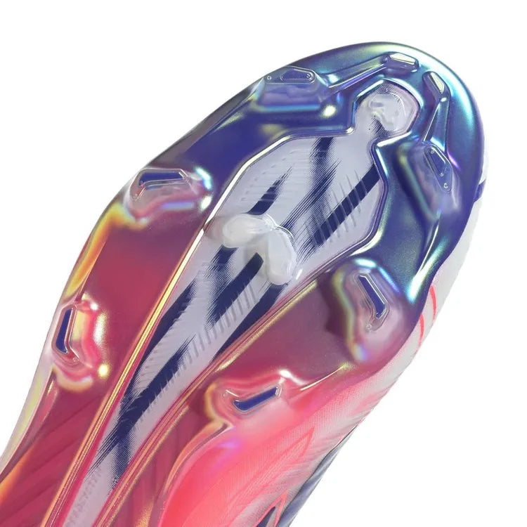 Adidas F50 Hyperfast Elite Laceless FG Chaos vs Control - Footwear White/Solar Purple/Solar Turbo